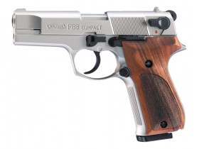 Pištoľ exp. Walther P88 Compact nickel/wood, kal. 9mm P.A.K.